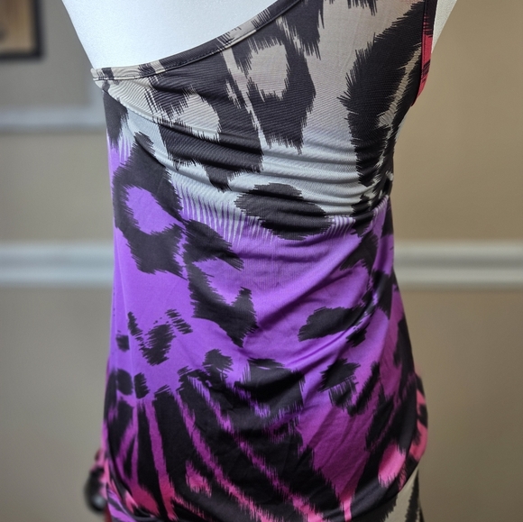VENUS Purple and Black Animal Print Top Size Small. - Picture 6 of 11